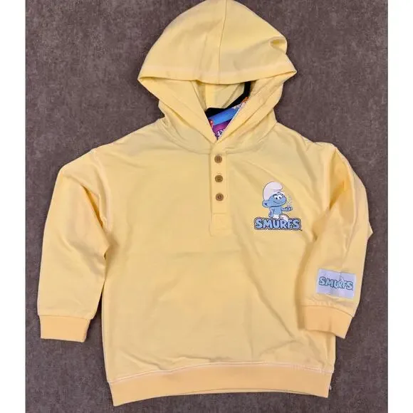 Smurfs Unisex Kids Hooded Shirt / Hoodie - Yellow  - Size 4T - NWT - In poly bag - Picture 4 of 8